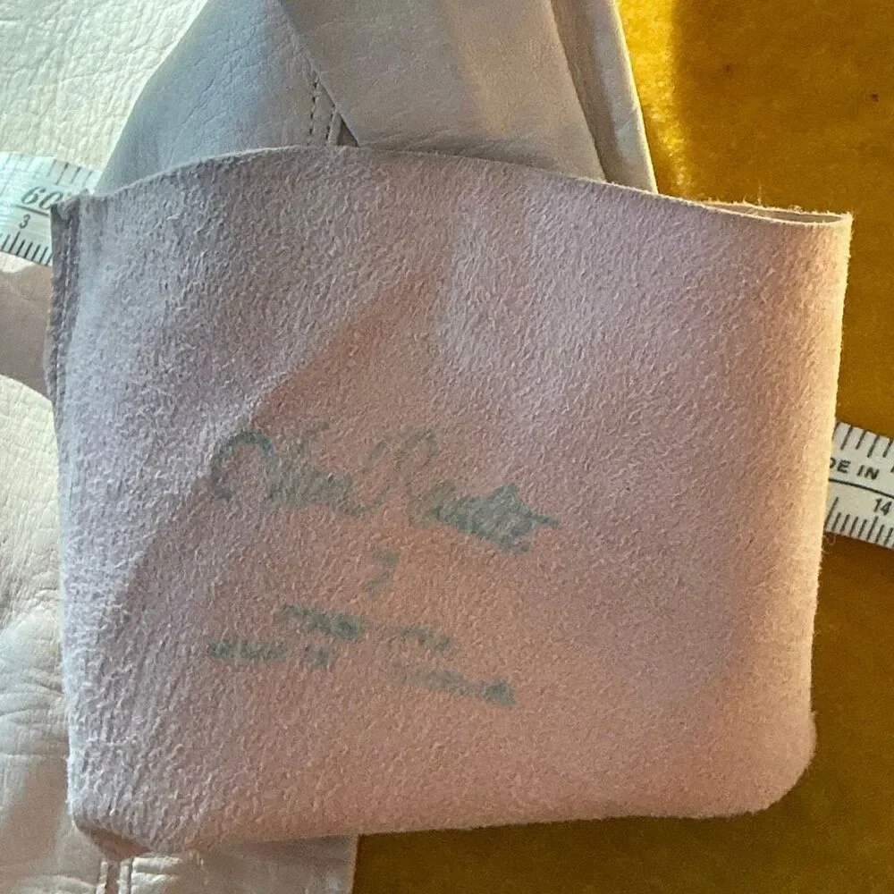 Vintage 1950s Kid Leather Gloves Women’s Size 7 Pink Blue‎ Stamp 10” Long